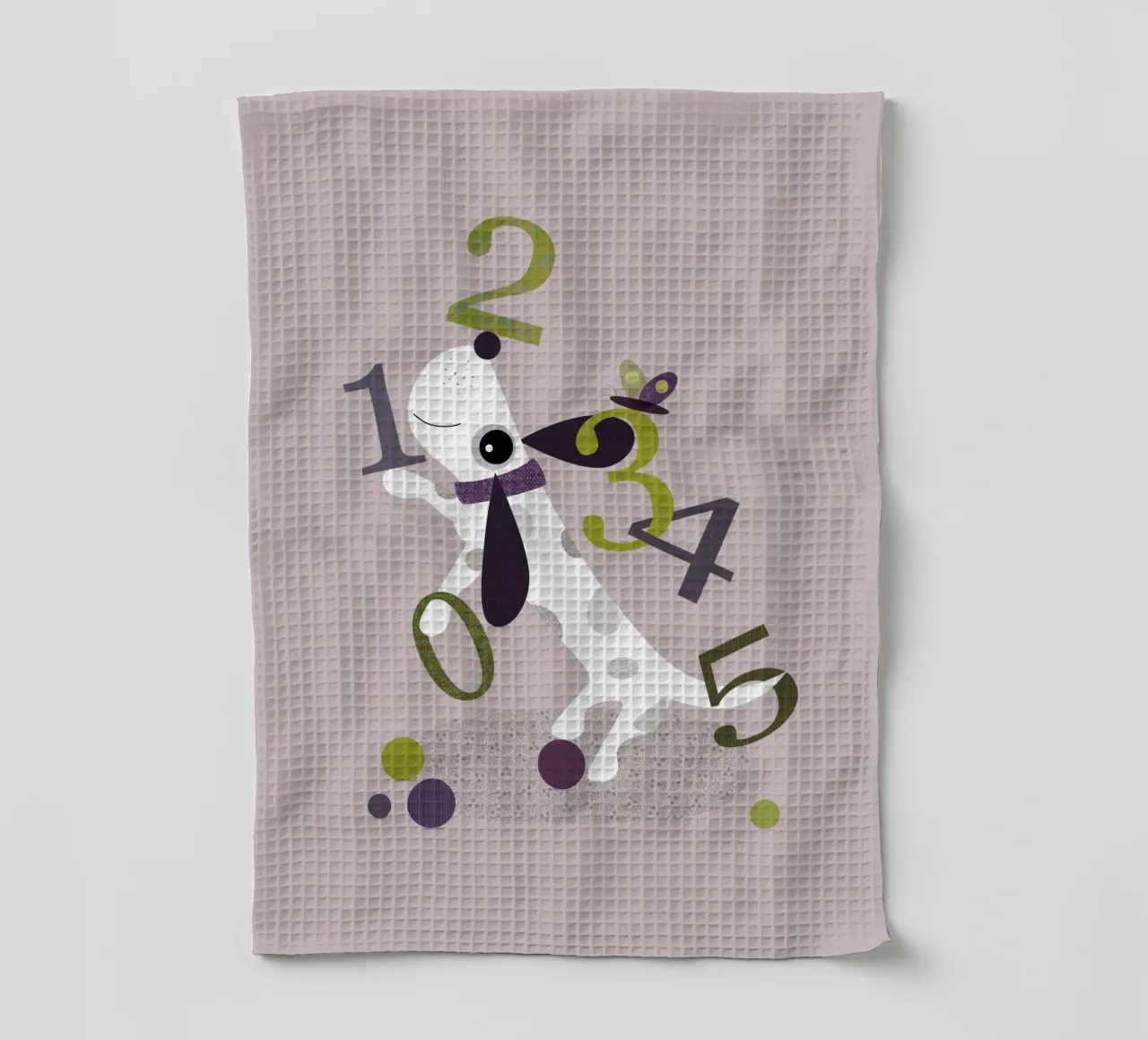 Counting Pup A Playful Numbers Print tea towel by JaySan Studio