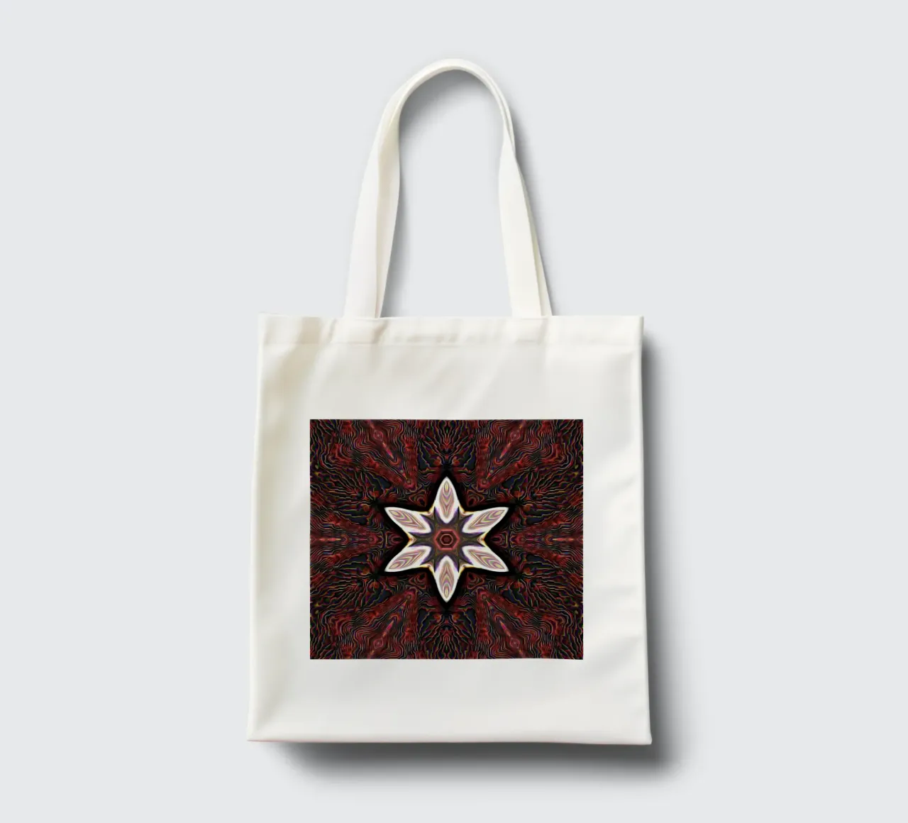 Bright star on textured reddish dark background tote bag by Gürsel Yesil Digital Art