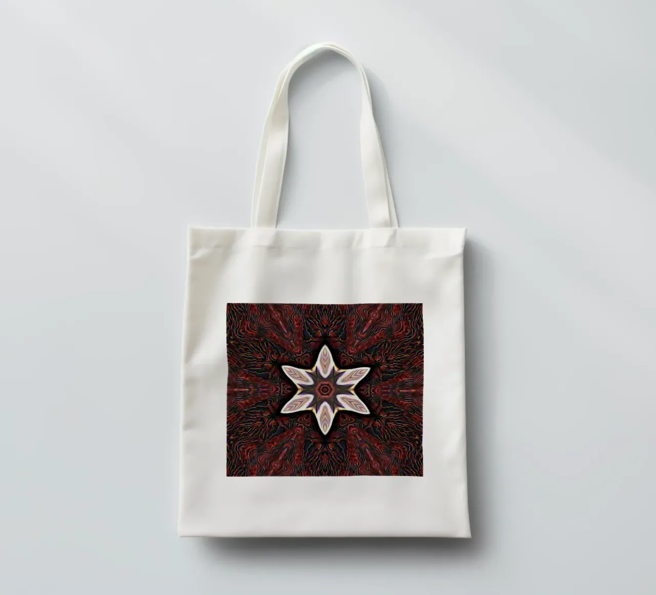 Bright star on textured reddish dark background tote bag by Gürsel Yesil Digital Art