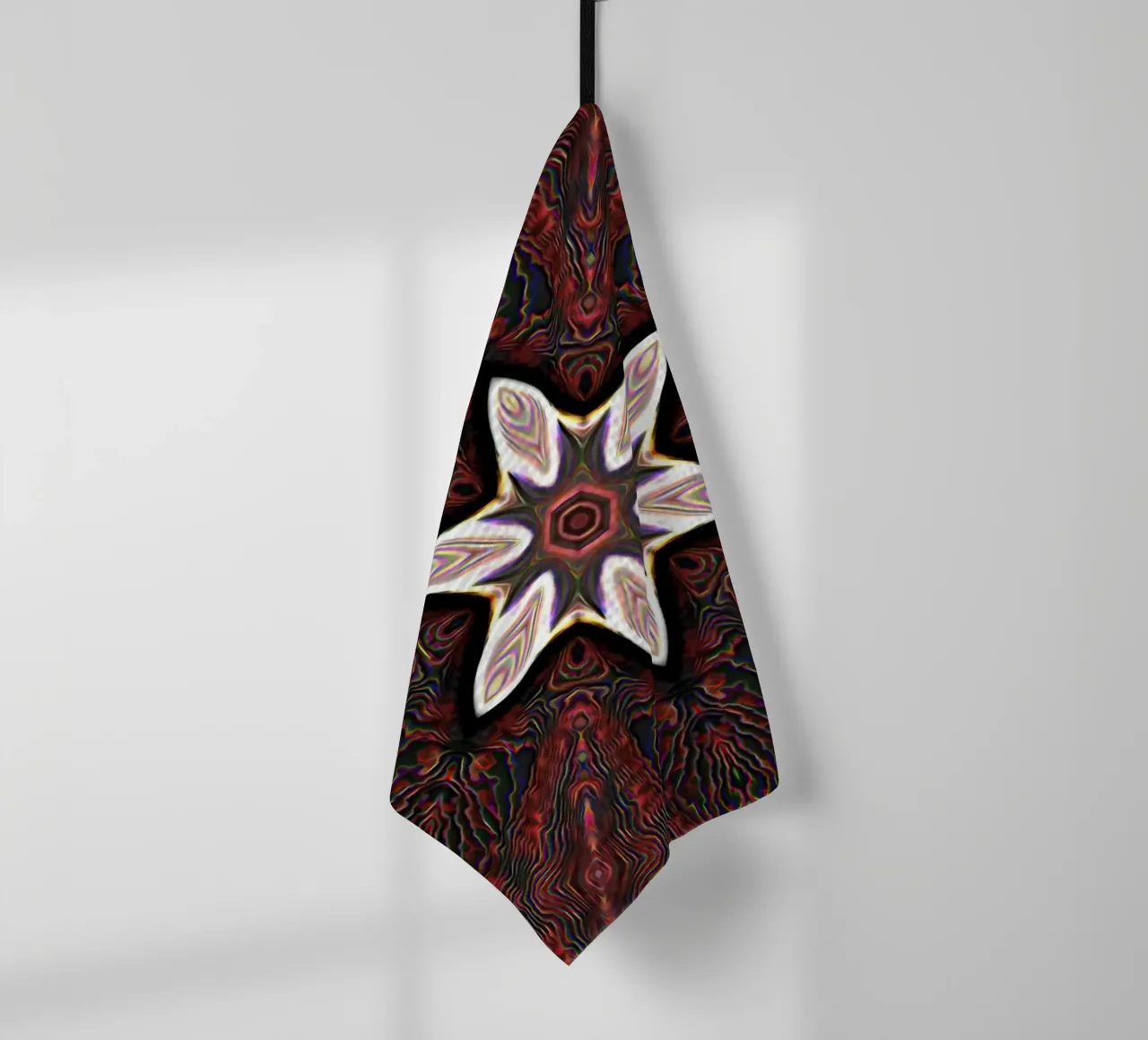 Étoile claire sur fond texturé rougeâtre et sombre torchon de Gürsel Yesil Digital Art