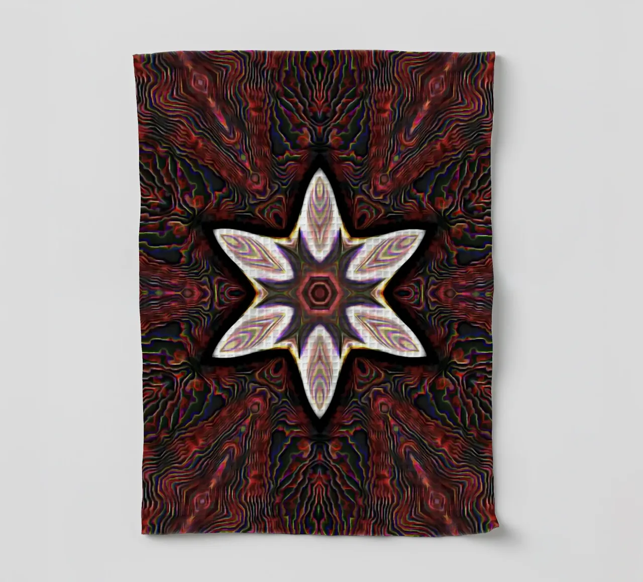 Étoile claire sur fond texturé rougeâtre et sombre torchon de Gürsel Yesil Digital Art
