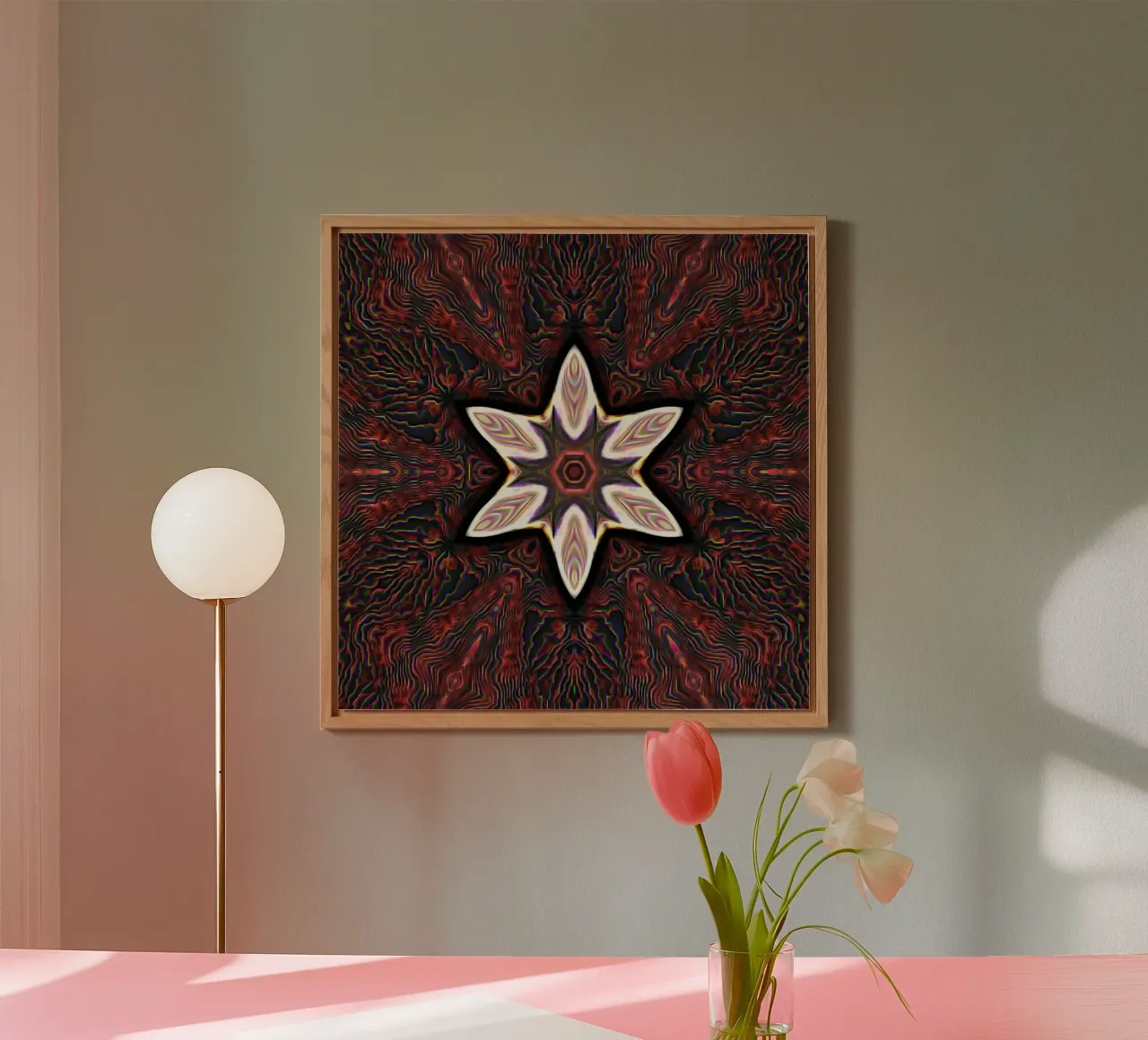 Stella luminosa su sfondo scuro e rossastro alluminio dibond da Gürsel Yesil Digital Art