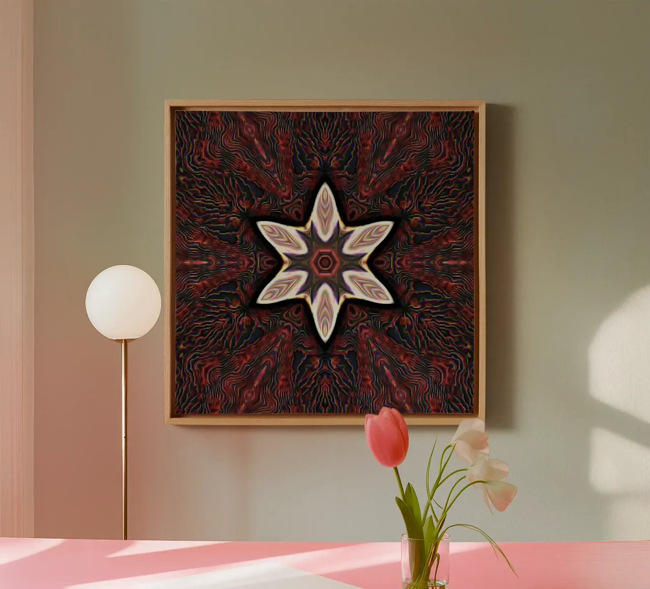 Bright star on textured reddish dark background canvas by Gürsel Yesil Digital Art