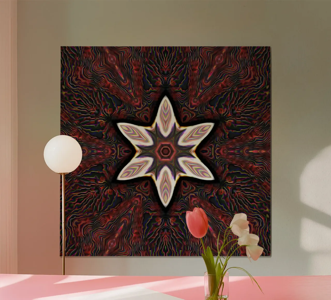 Bright star on textured reddish dark background hahnemühle by Gürsel Yesil Digital Art