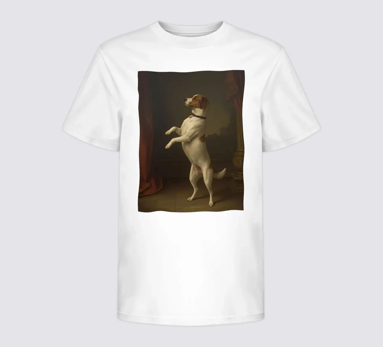 Cane in piedi sulle zampe posteriori in un classico studio di posa t-shirt bambini da DesignDoodle