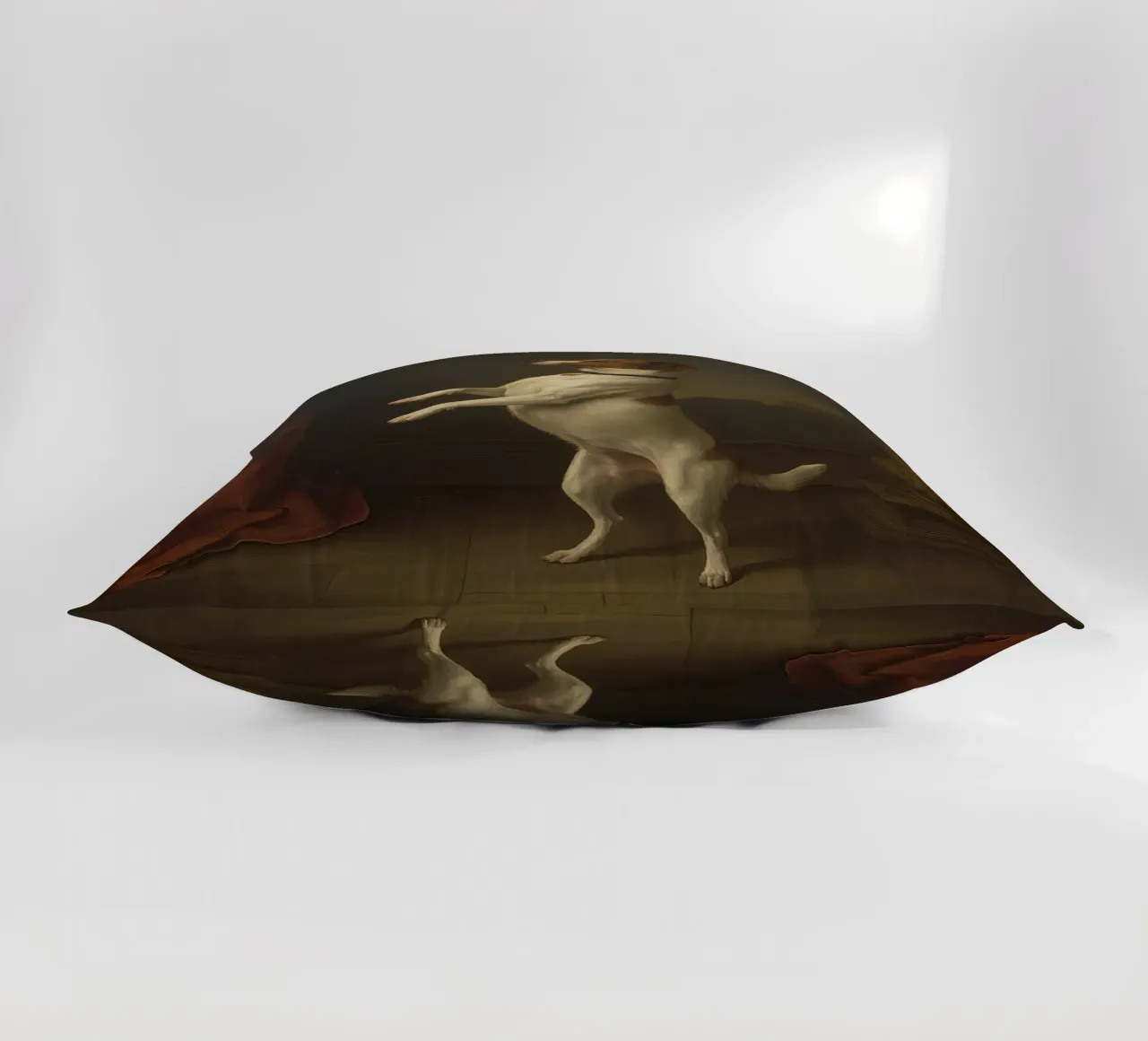 Cane in piedi sulle zampe posteriori in un classico studio di posa cuscino da DesignDoodle