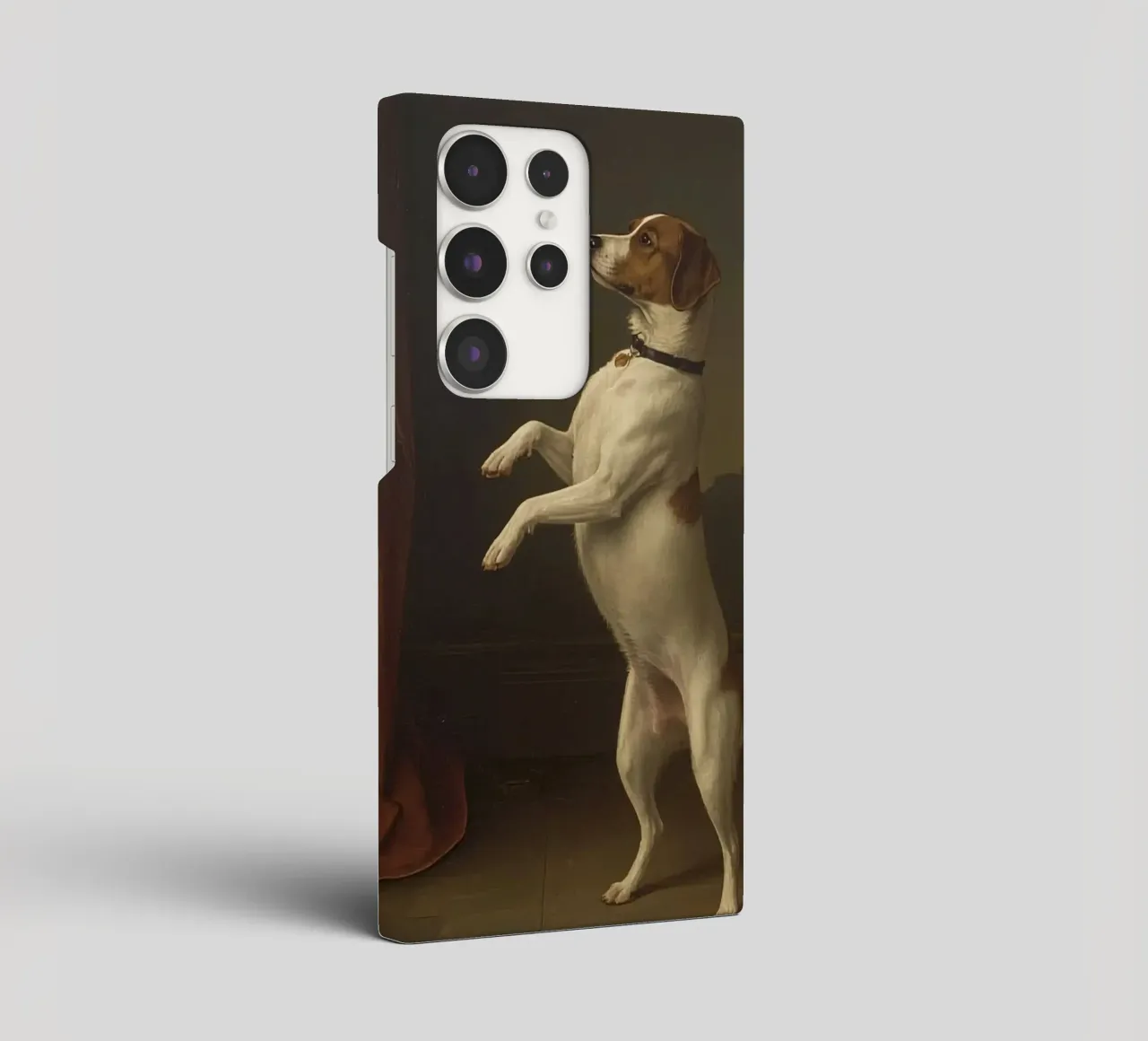 Cane in piedi sulle zampe posteriori in un classico studio di posa cover samsung da DesignDoodle