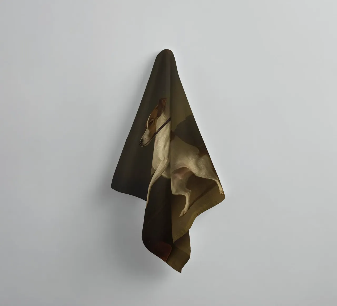 Cane in piedi sulle zampe posteriori in un classico studio di posa asciugamano da bagno da DesignDoodle