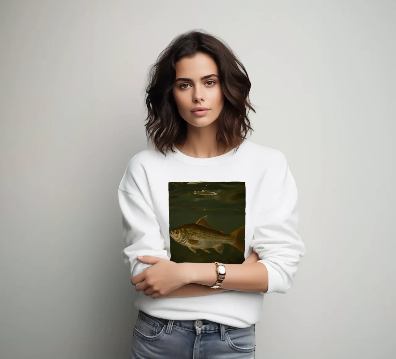 Vue sous-marine d'un loup de mer nageant dans son milieu naturel sweat de DesignDoodle