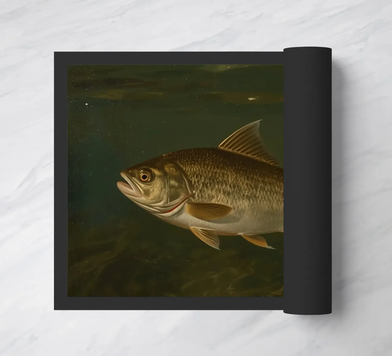 Vue sous-marine d'un loup de mer nageant dans son milieu naturel paillasson de DesignDoodle