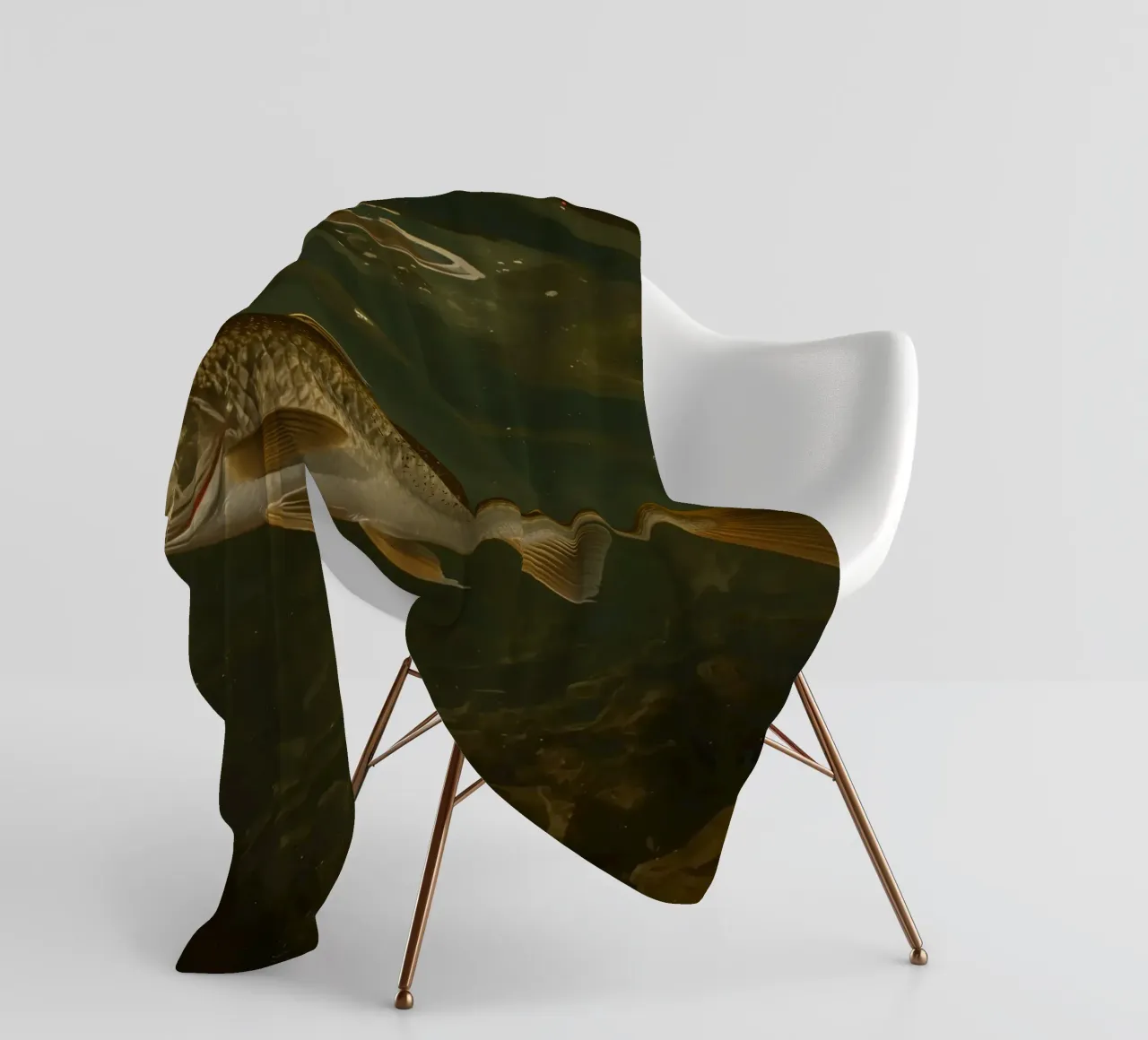 Underwater view of a bass fish swimming in its natural habit fleece blanket by DesignDoodle
