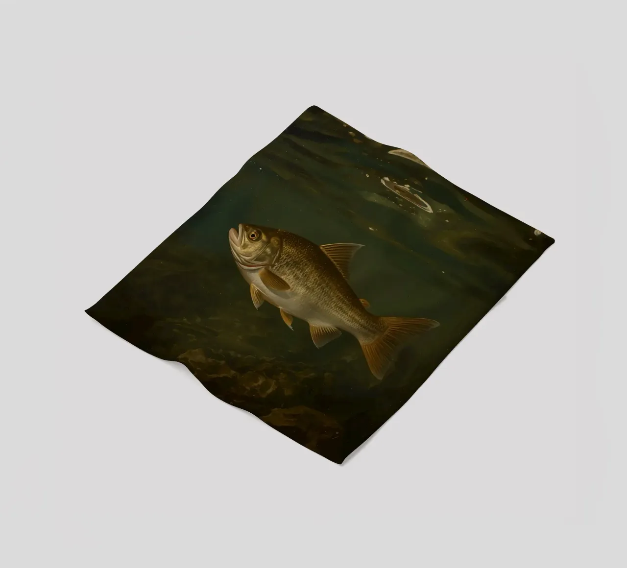 Underwater view of a bass fish swimming in its natural habit fleece blanket by DesignDoodle