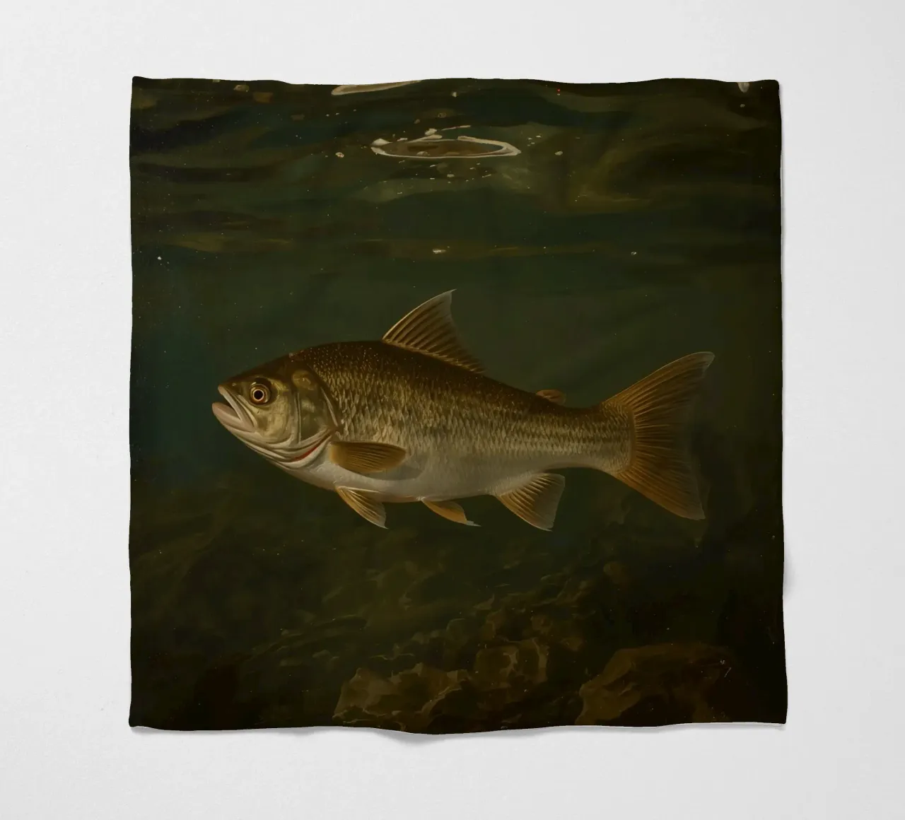 Underwater view of a bass fish swimming in its natural habit fleece blanket by DesignDoodle