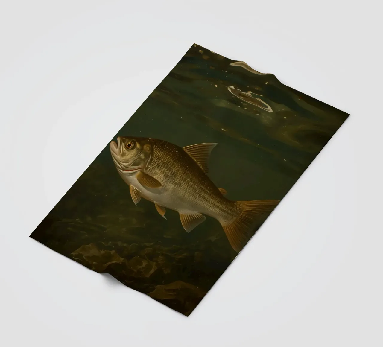 Underwater view of a bass fish swimming in its natural habit fleece blanket by DesignDoodle