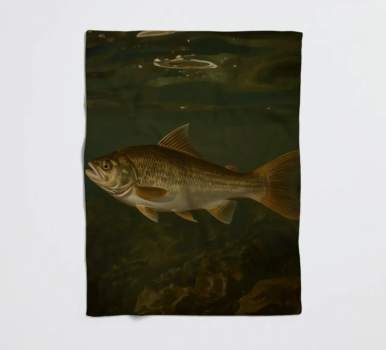 Underwater view of a bass fish swimming in its natural habit fleece blanket by DesignDoodle