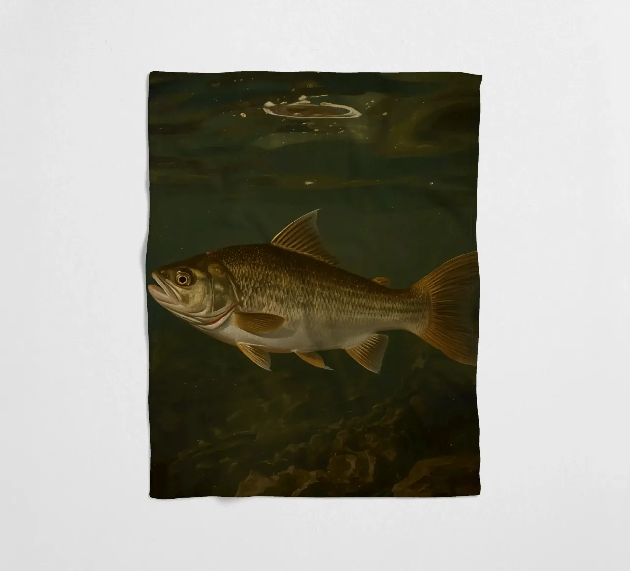 Underwater view of a bass fish swimming in its natural habit fleece blanket by DesignDoodle