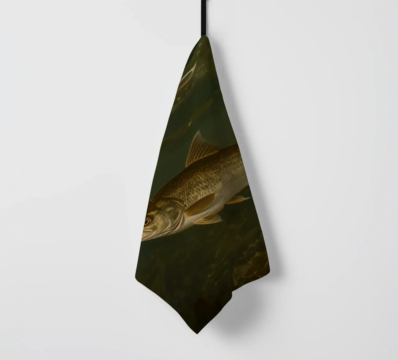 Vue sous-marine d'un loup de mer nageant dans son milieu naturel torchon de DesignDoodle
