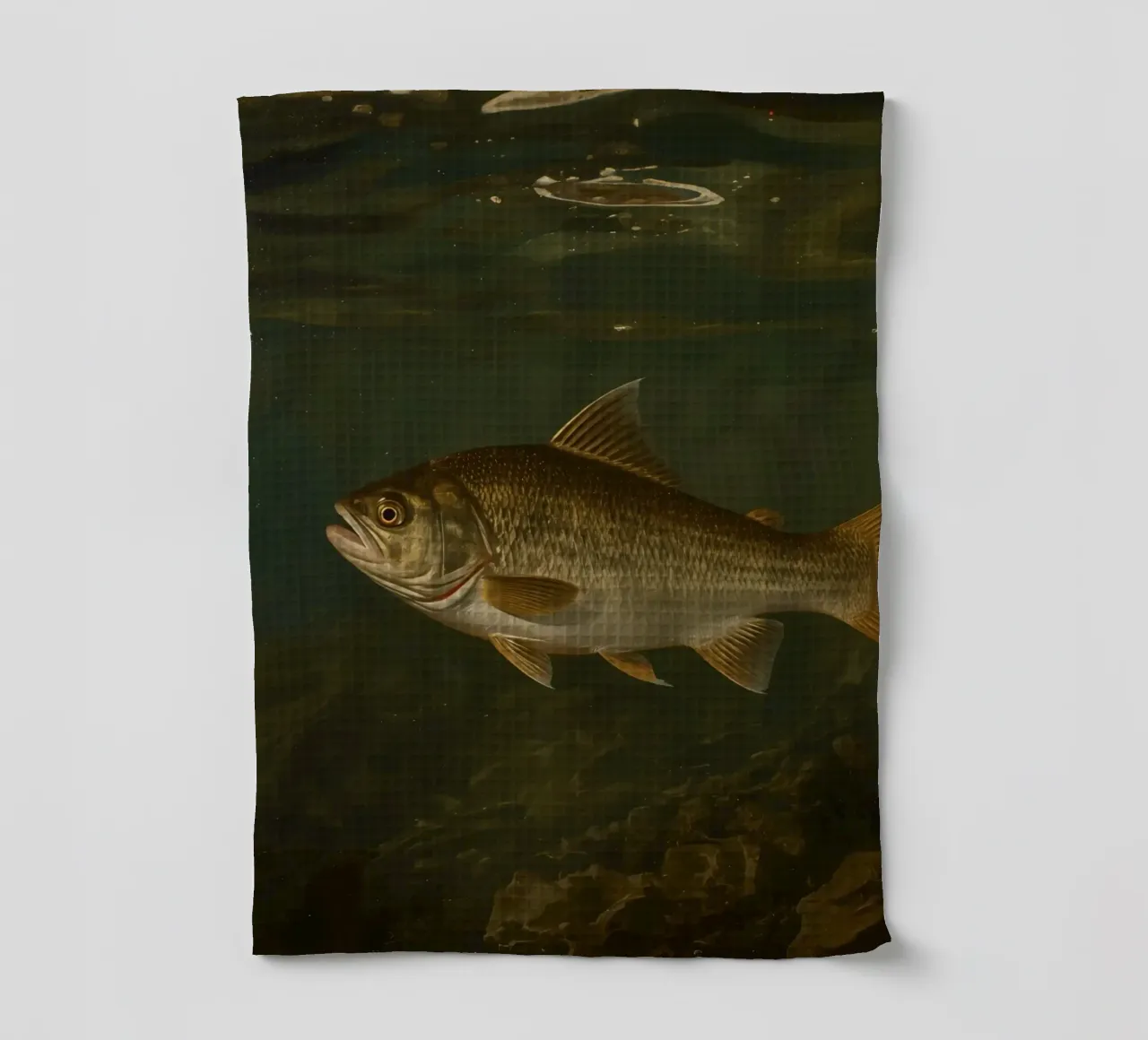 Vue sous-marine d'un loup de mer nageant dans son milieu naturel torchon de DesignDoodle