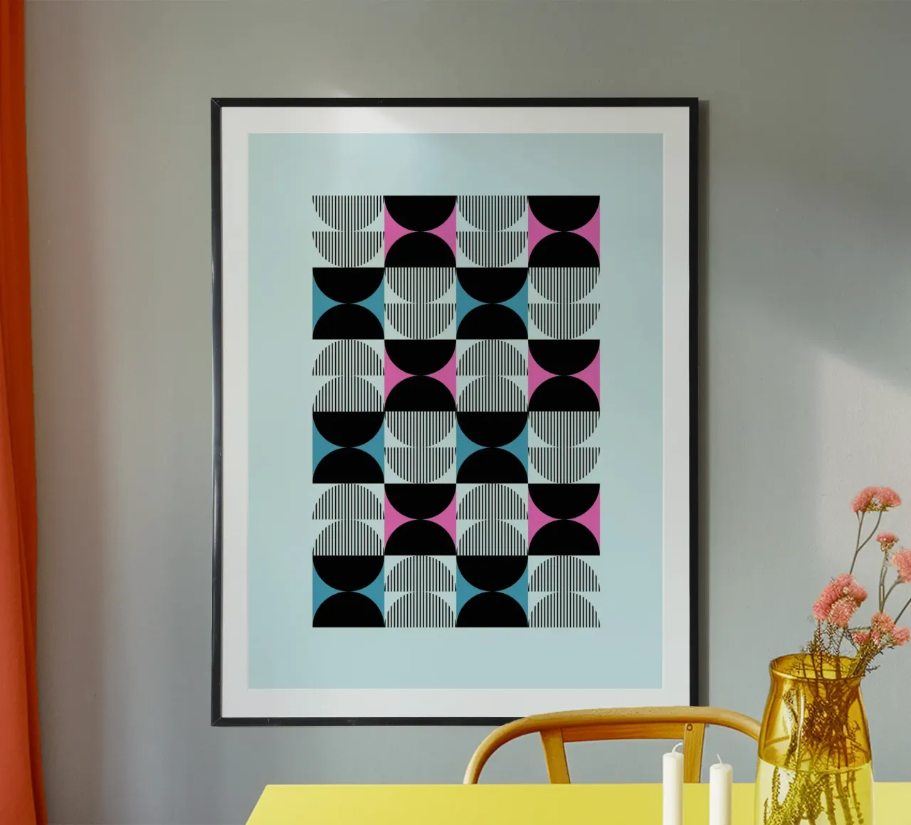 Bauhaus Poster - Pink Blue Black Graphic hahnemühle by Studio Vibe