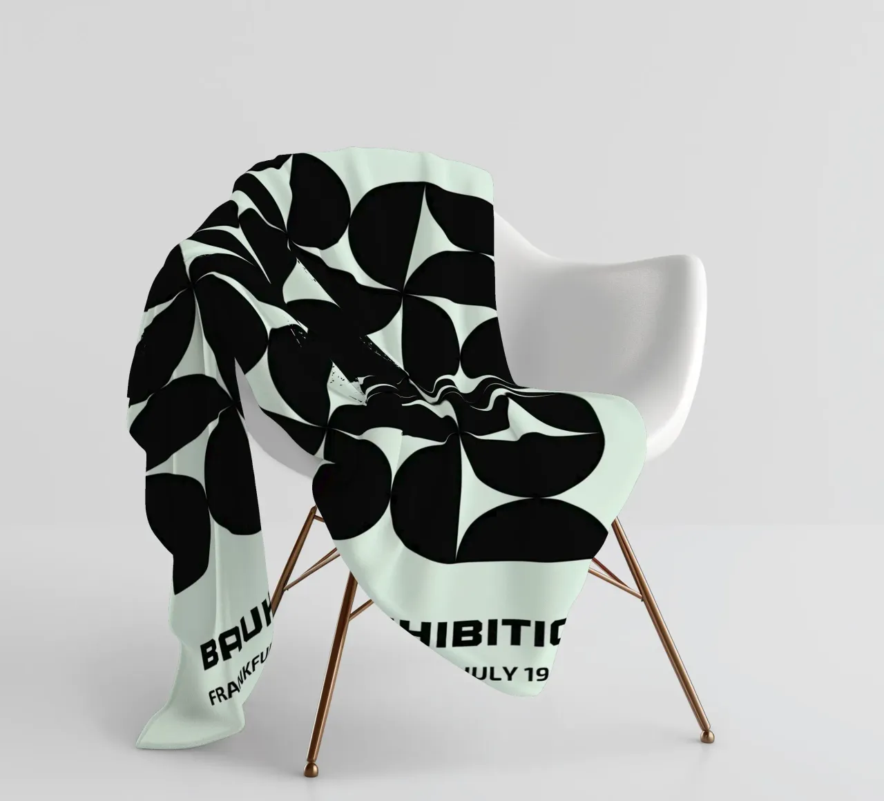 Bauhaus Geometry Poster - Black on Mint fleece blanket by Studio Vibe