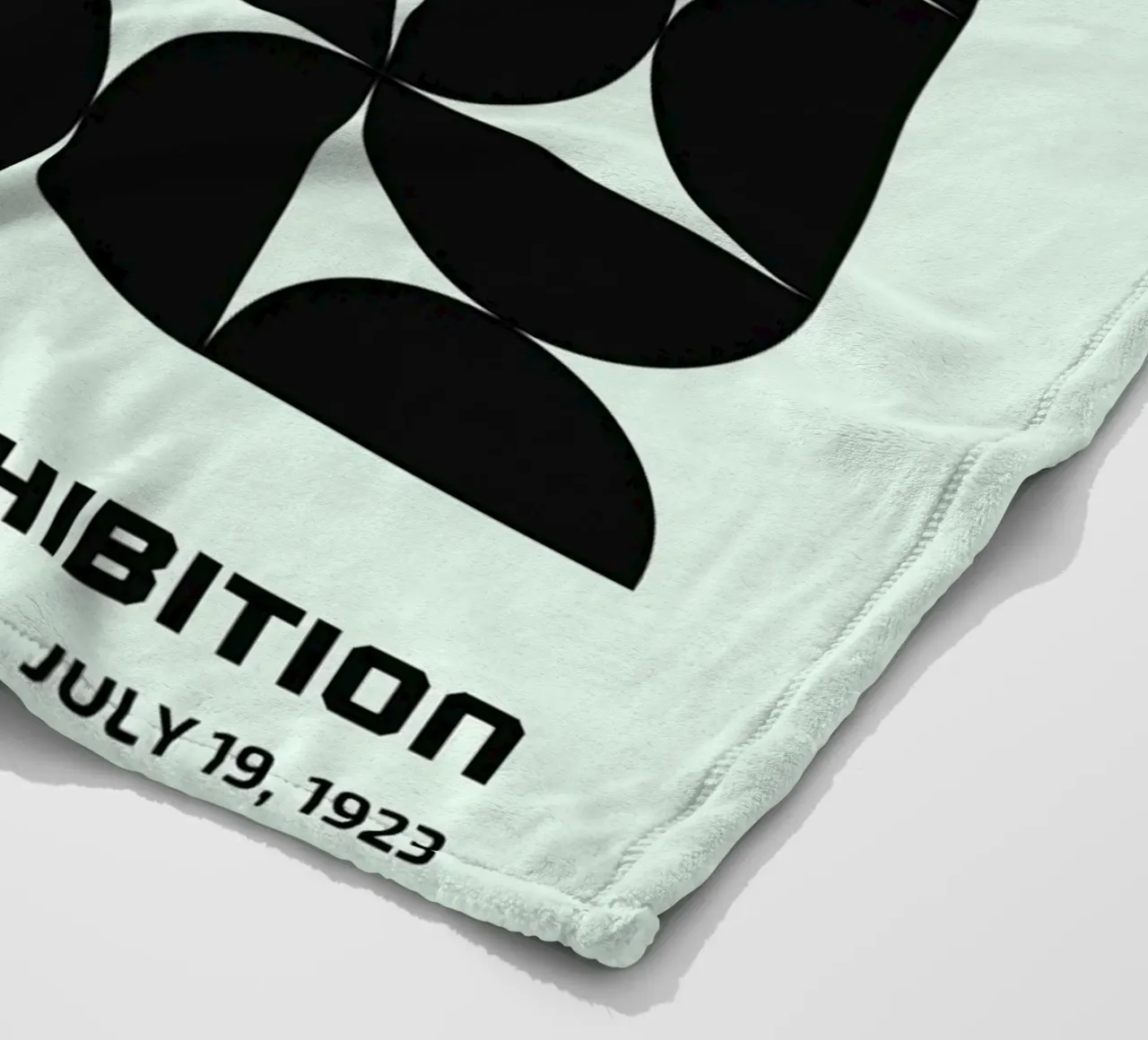 Bauhaus Geometry Poster - Black on Mint fleece blanket by Studio Vibe