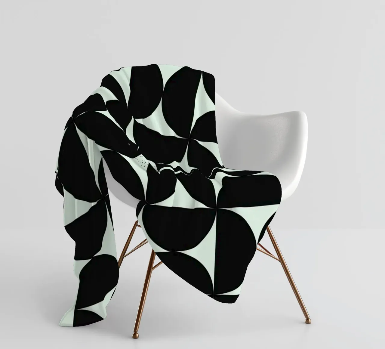 Bauhaus Geometry Poster - Black on Mint fleece blanket by Studio Vibe