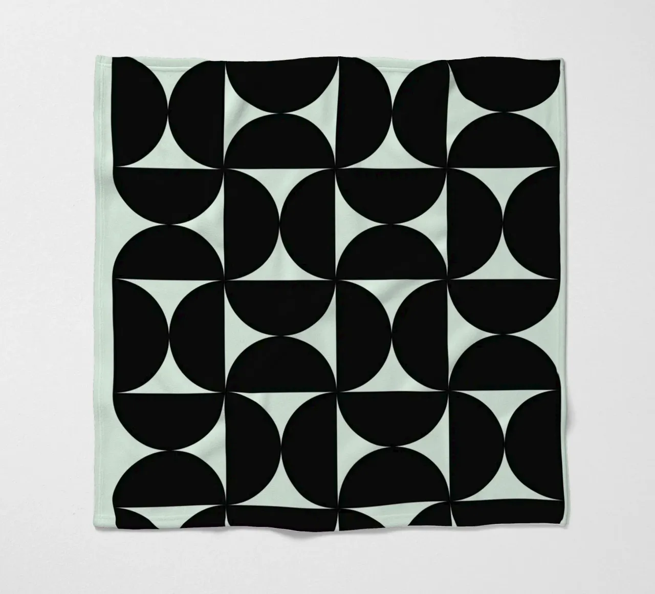 Bauhaus Geometry Poster - Black on Mint fleece blanket by Studio Vibe