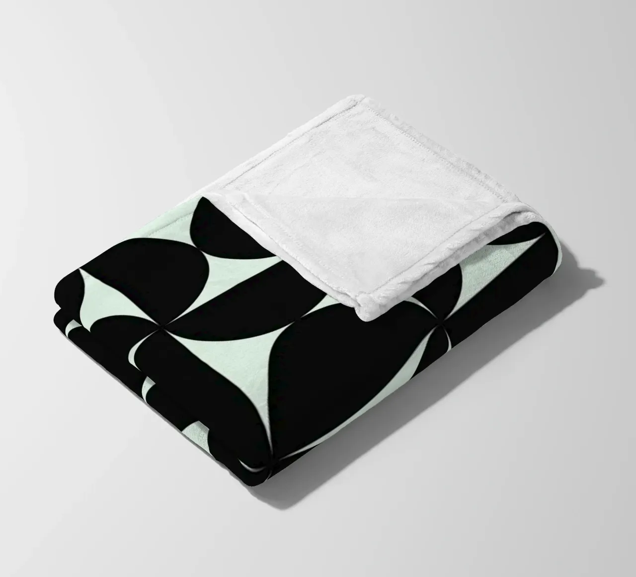 Bauhaus Geometry Poster - Black on Mint fleece blanket by Studio Vibe