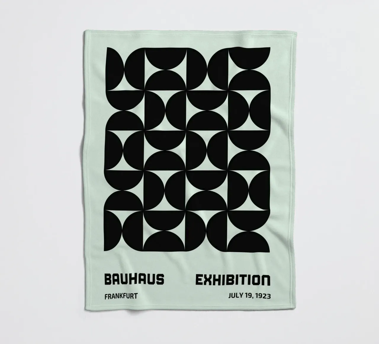 Bauhaus Geometry Poster - Black on Mint fleece blanket by Studio Vibe