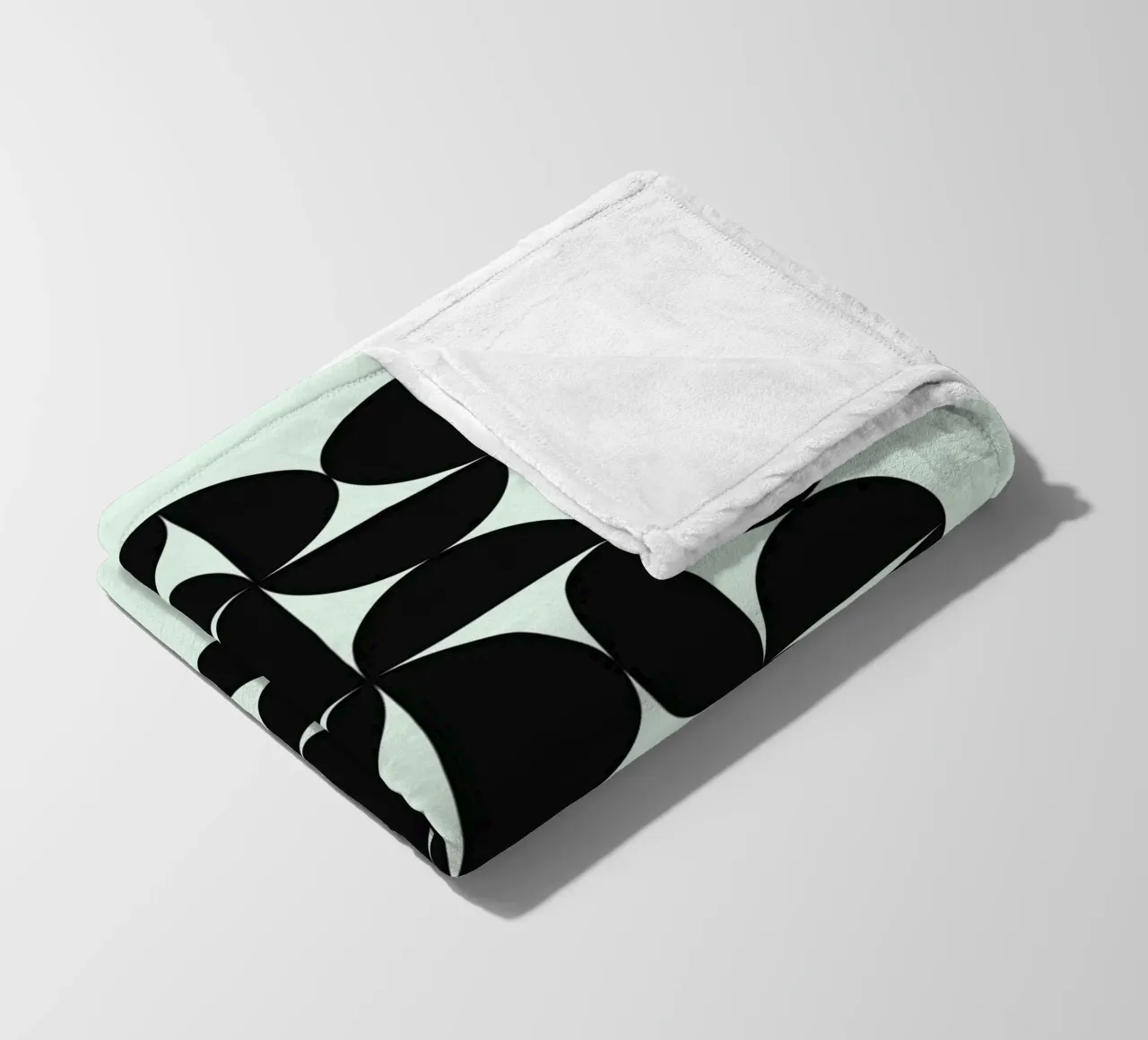 Bauhaus Geometry Poster - Black on Mint fleece blanket by Studio Vibe
