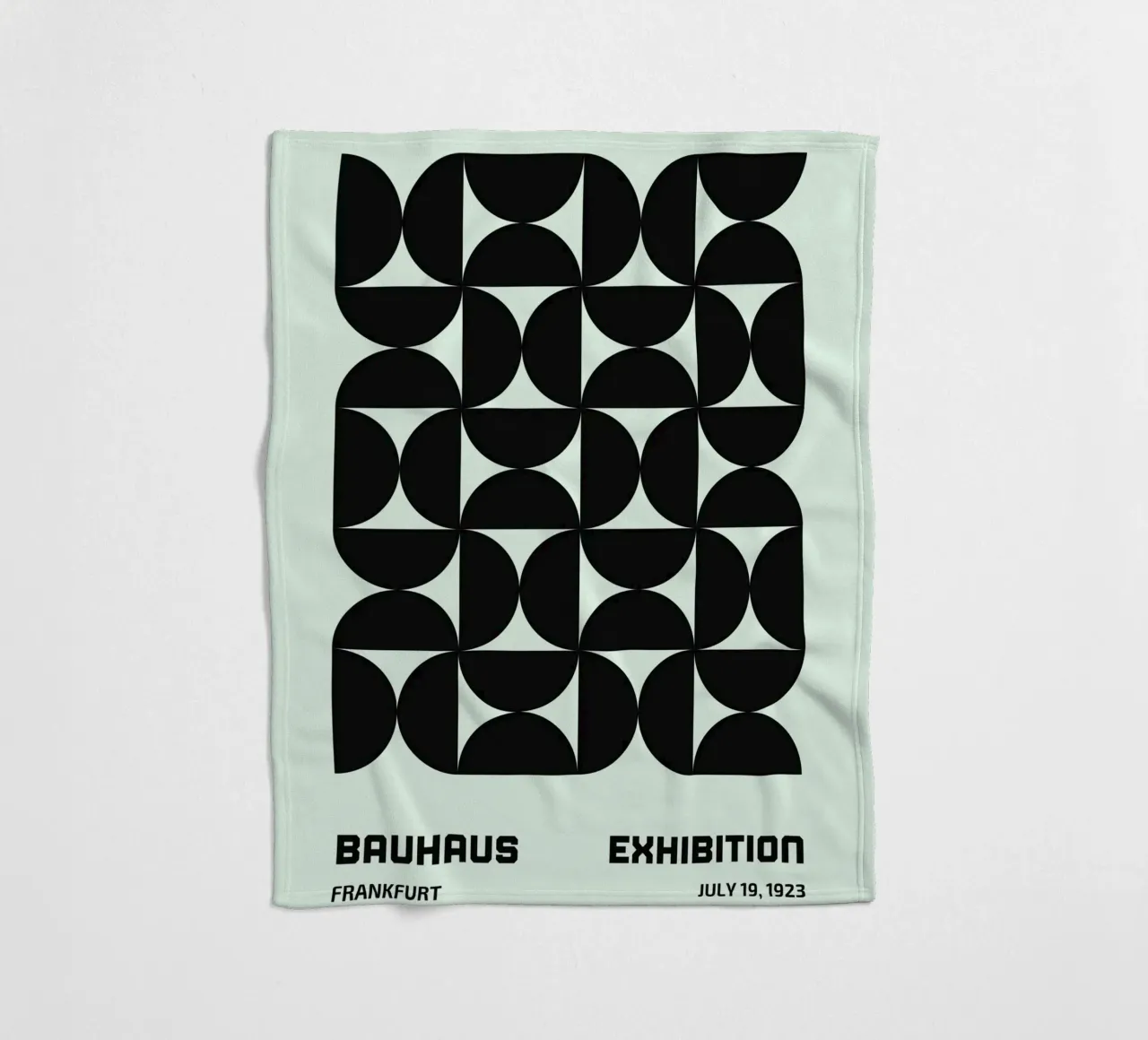 Bauhaus Geometry Poster - Black on Mint fleece blanket by Studio Vibe
