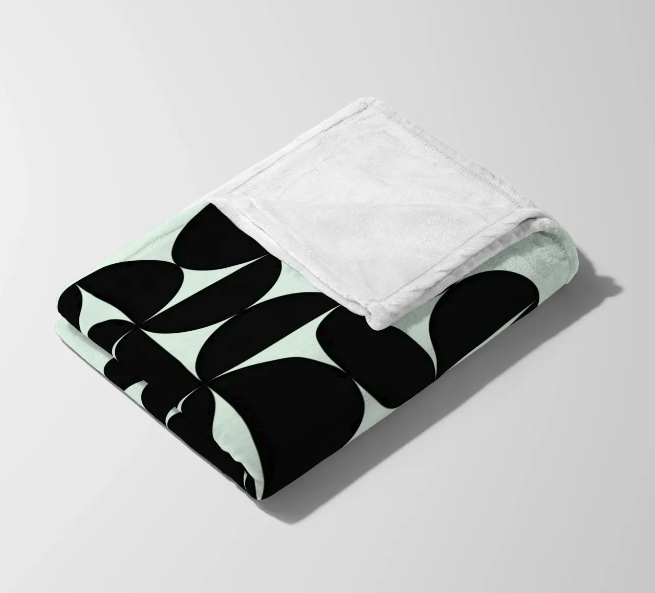 Bauhaus Geometry Poster - Black on Mint fleece blanket by Studio Vibe