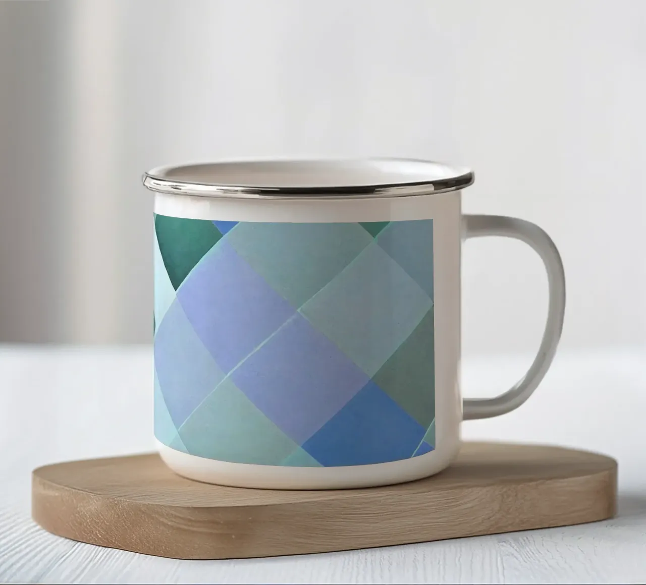 Geometria ad acquerello - Poster artistico blu-verde tazza in smalto da Studio Vibe