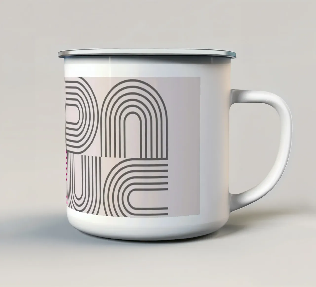 Tipografia Pop Art - Stampa DADA in Magenta tazza in smalto da Studio Vibe