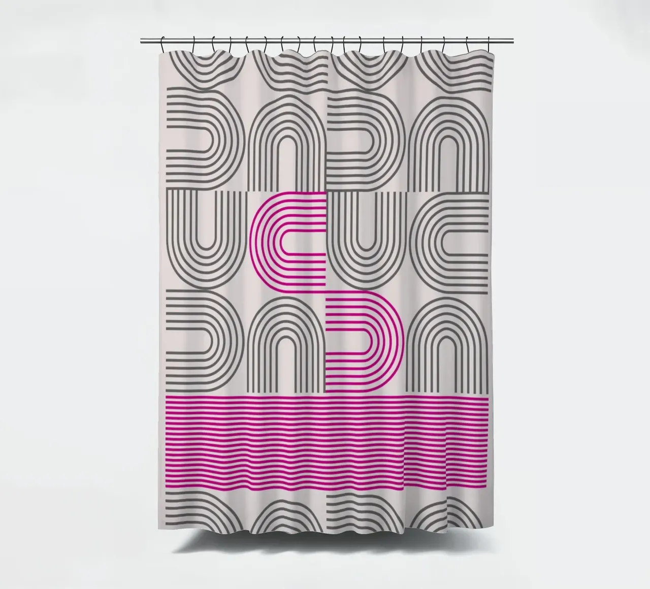 Typografie Pop Art – DADA Print in Magenta Duschvorhang von Studio Vibe