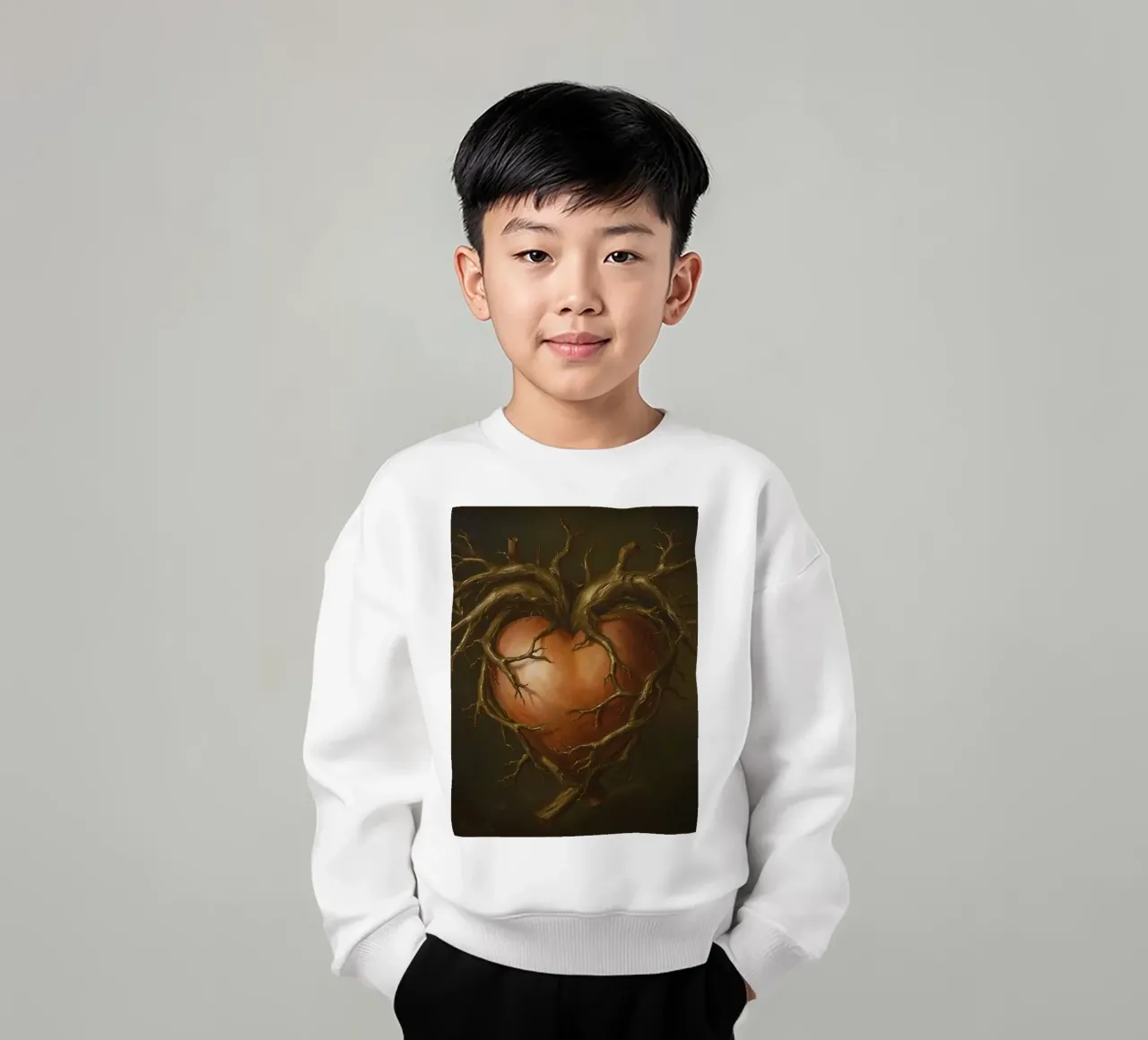Scultura a forma di cuore intrecciata con rami nodosi felpa bambino da DesignDoodle