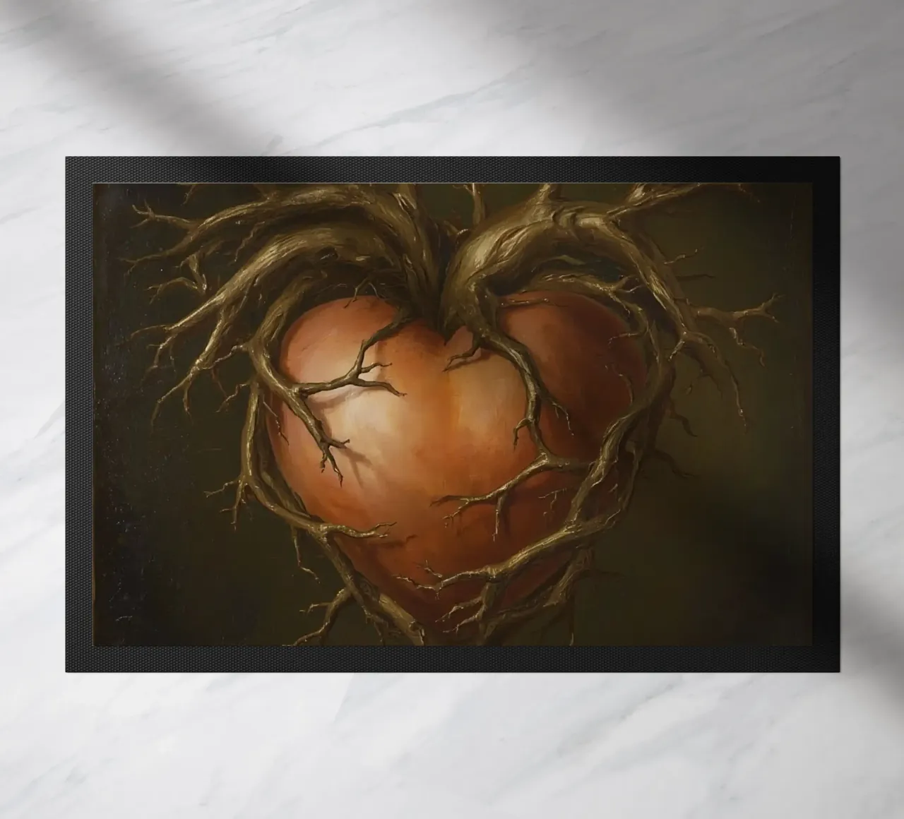 Scultura a forma di cuore intrecciata con rami nodosi zerbino da DesignDoodle