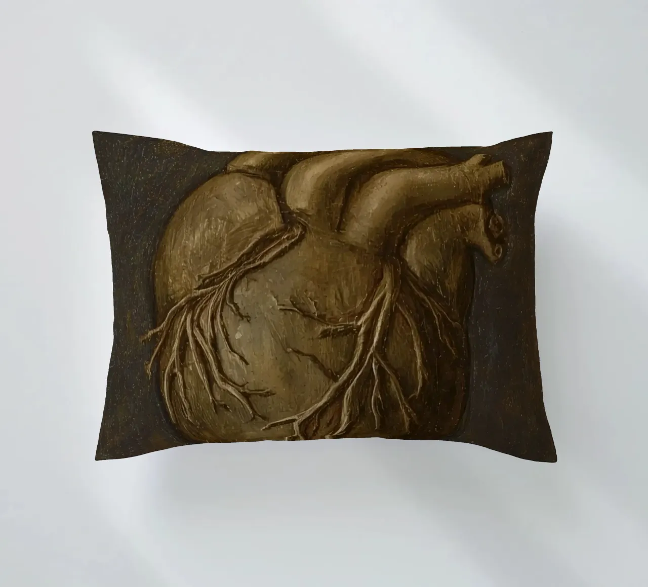 Human heart with tree-like structures in a dark background decorative cushion by DesignDoodle