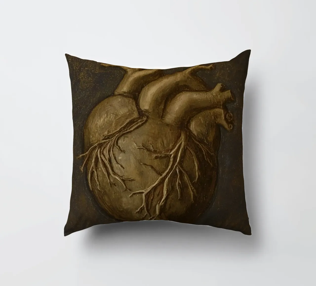 Human heart with tree-like structures in a dark background decorative cushion by DesignDoodle