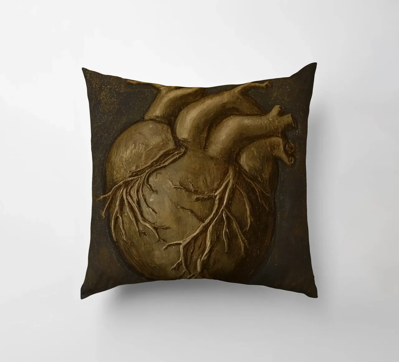 Human heart with tree-like structures in a dark background decorative cushion by DesignDoodle
