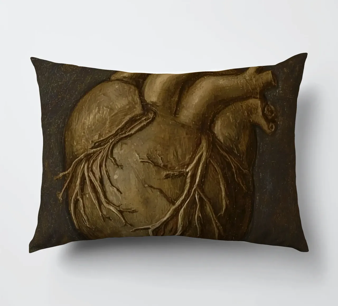 Human heart with tree-like structures in a dark background decorative cushion by DesignDoodle