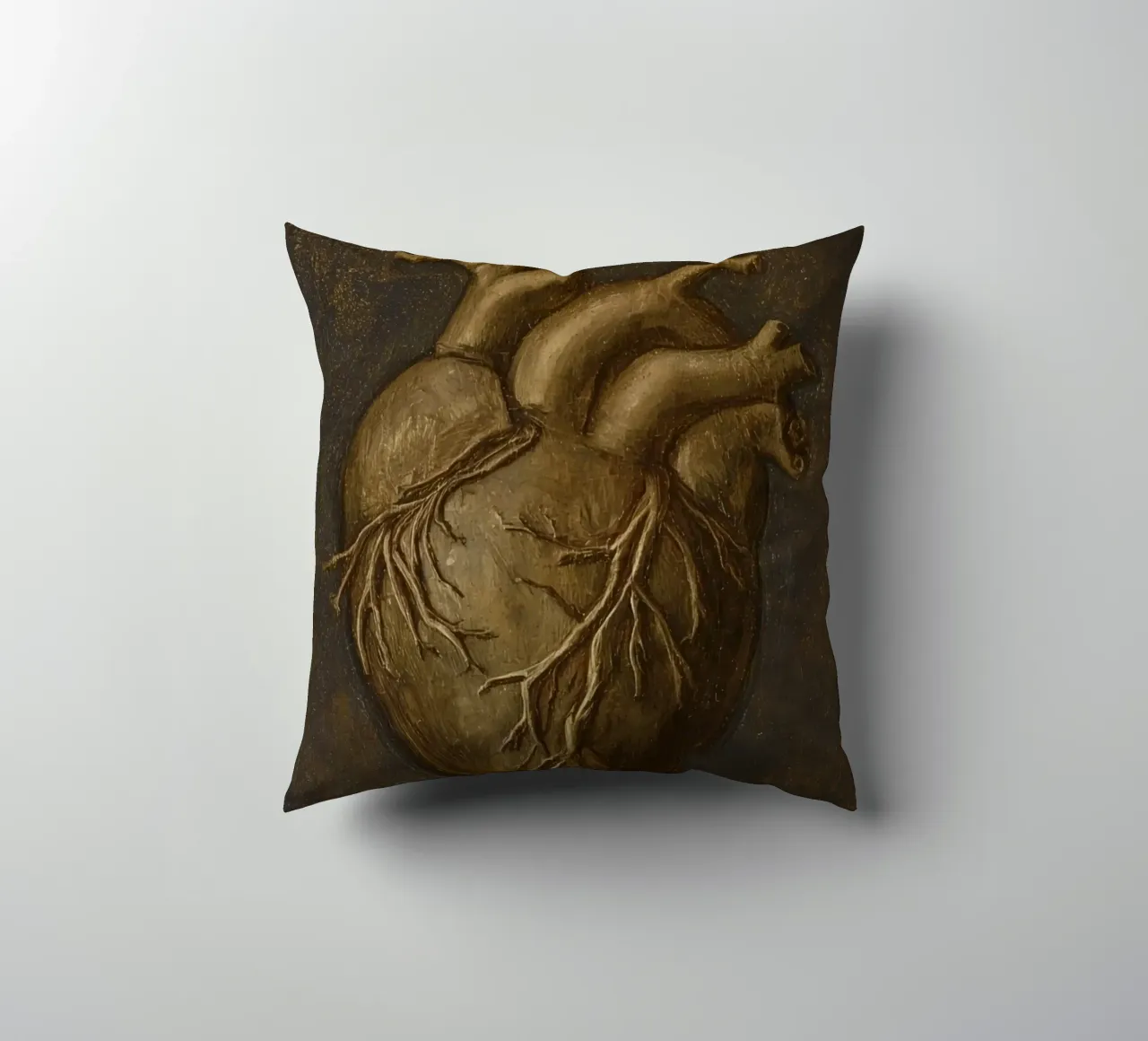 Human heart with tree-like structures in a dark background decorative cushion by DesignDoodle