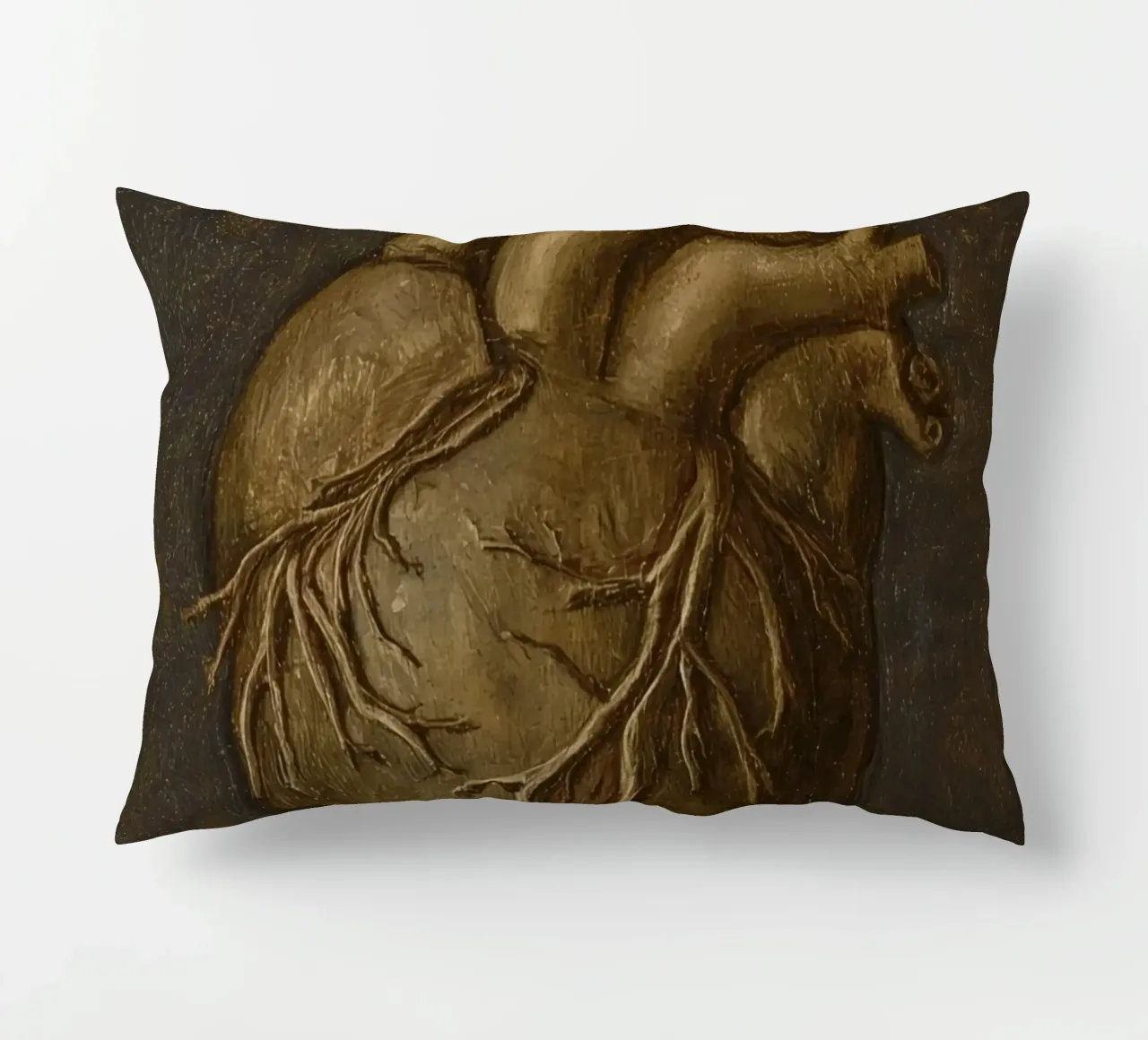 Human heart with tree-like structures in a dark background decorative cushion by DesignDoodle