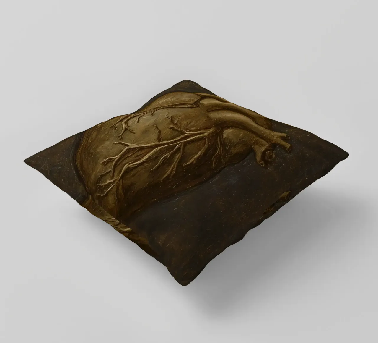Human heart with tree-like structures in a dark background decorative cushion by DesignDoodle