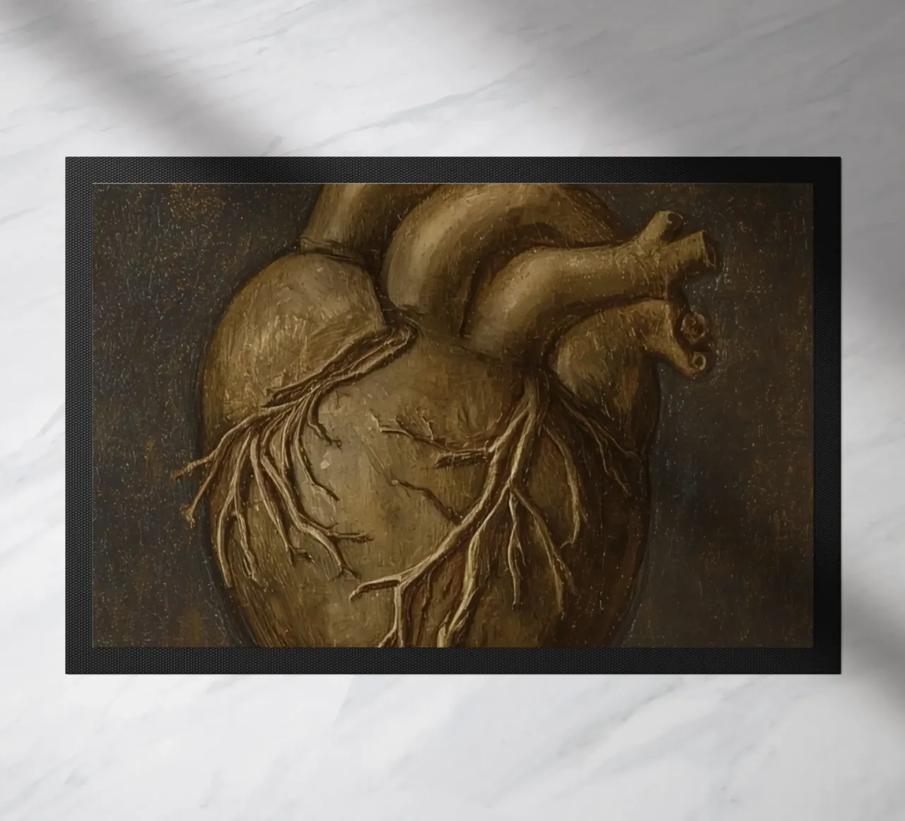 Human heart with tree-like structures in a dark background doormat by DesignDoodle