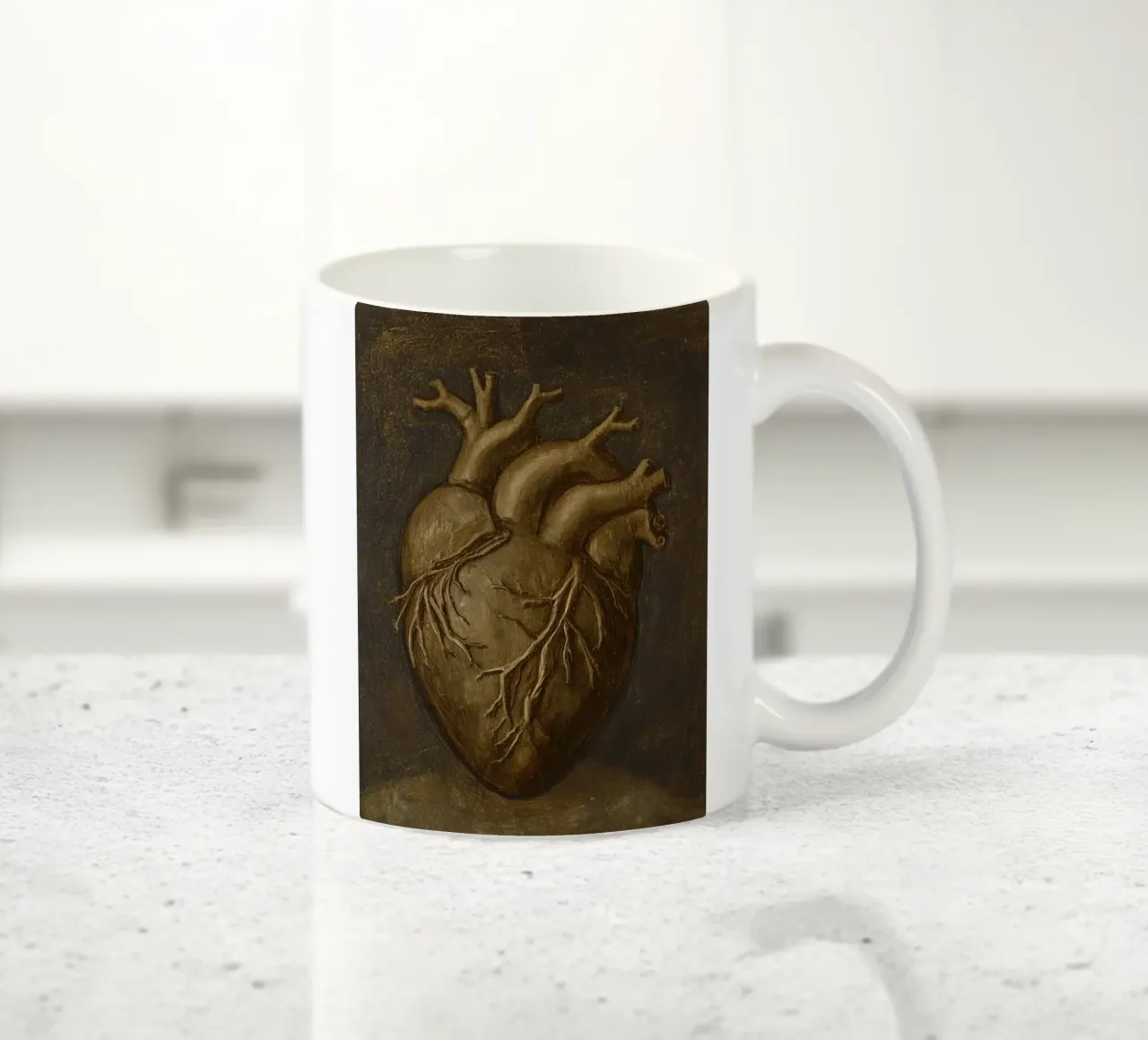 Human heart with tree-like structures in a dark background ceramic mug by DesignDoodle
