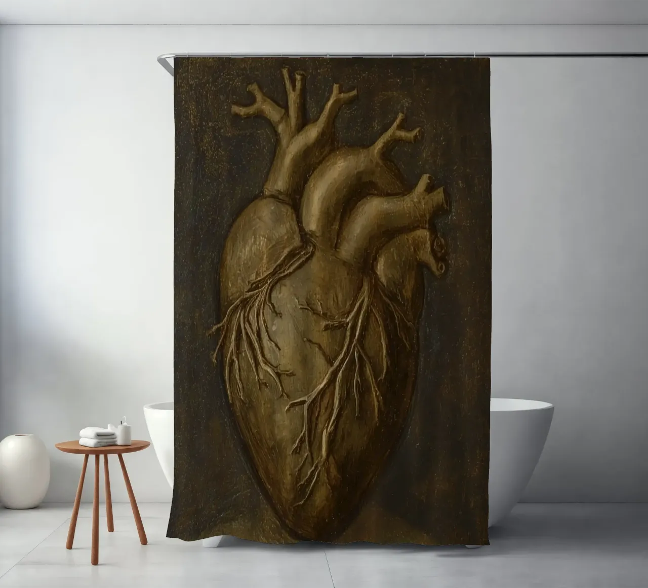 Human heart with tree-like structures in a dark background shower curtain by DesignDoodle