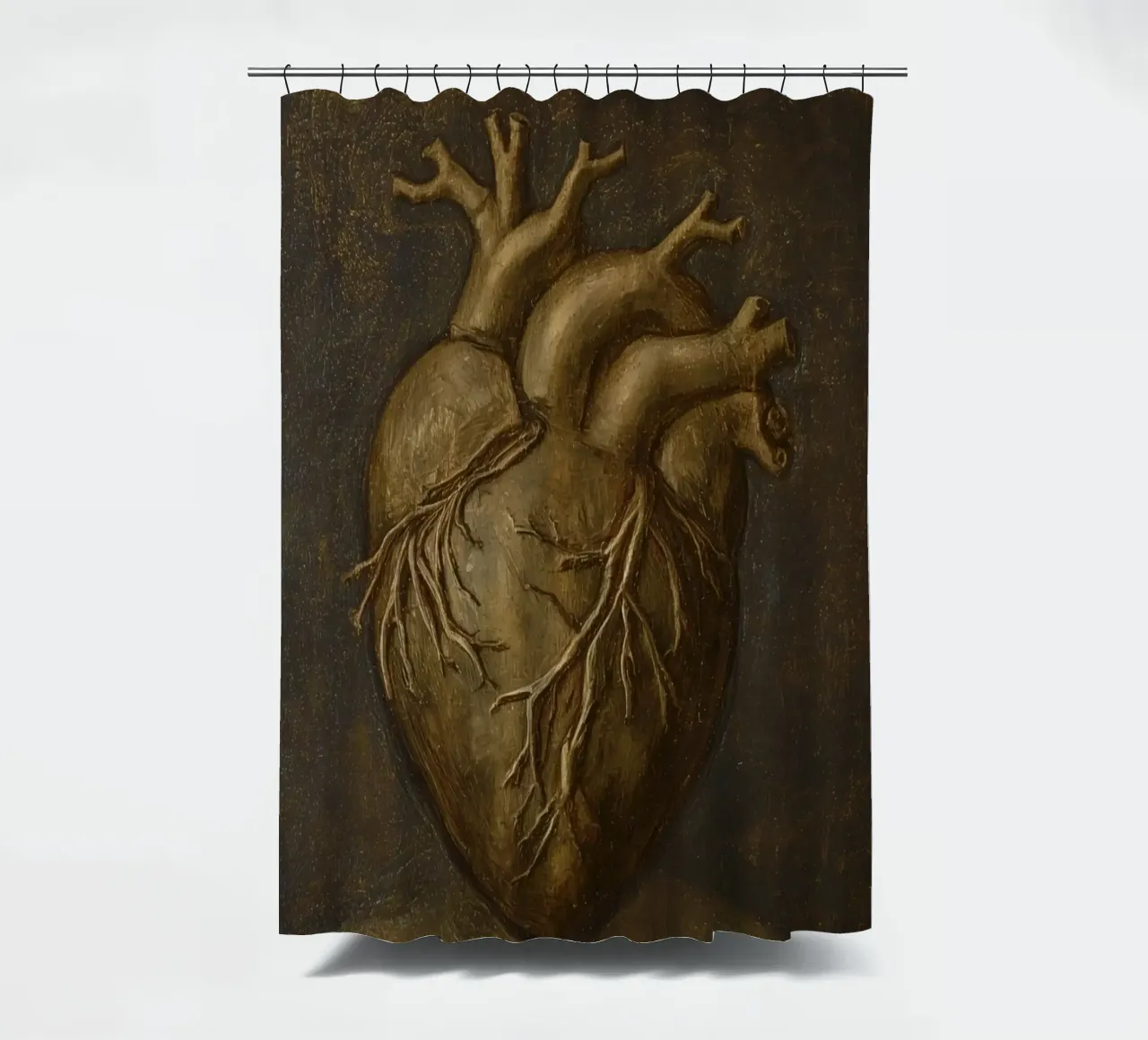 Human heart with tree-like structures in a dark background shower curtain by DesignDoodle
