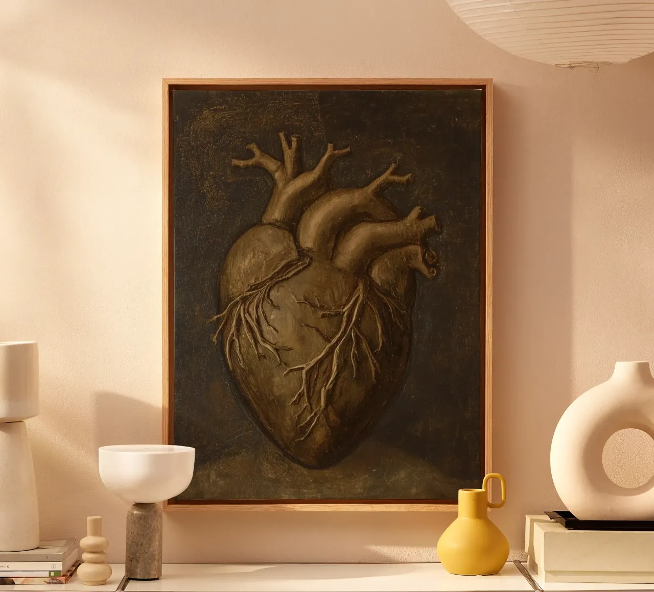 Human heart with tree-like structures in a dark background canvas with Floater frame by DesignDoodle