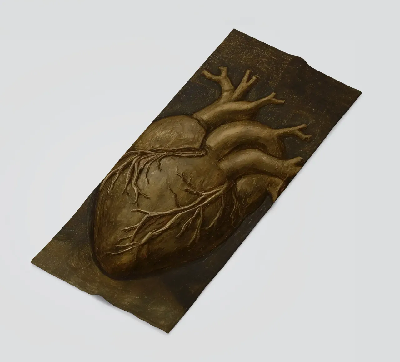 Human heart with tree-like structures in a dark background beach towel by DesignDoodle